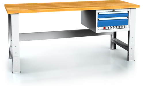 Pracovní stůl alcera PROFI - deska - noha - noha - závěsný kontejner 700 - 1055 x 2000 x 700 - Pracovní stůl alcera PROFI - deska - noha - noha - závěsný kontejner 700 - 1055 x 2000 x 700 alcera P20 K04 modrý